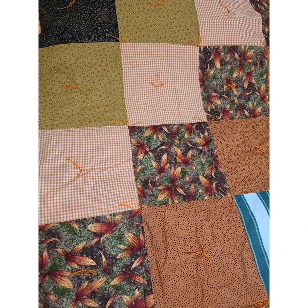 New Handmade Patchwork Quilt Fall Harvest Pumpkin Autumn Theme Cozy Bedding/0191